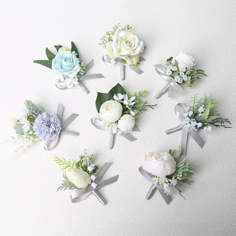 New Artifical Rose Flowers Boutonnieres Wrist Corsage Mensuit Groomsmen Bridesmaid Wedding Accessories