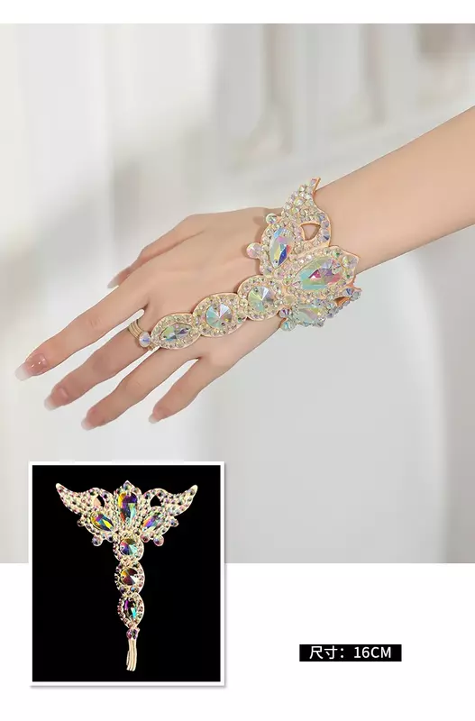 Belly Dance Oriental Dance New Performance Special Finger Button Super Flash Handmade Hot Diamond Bracelet with Accessories
