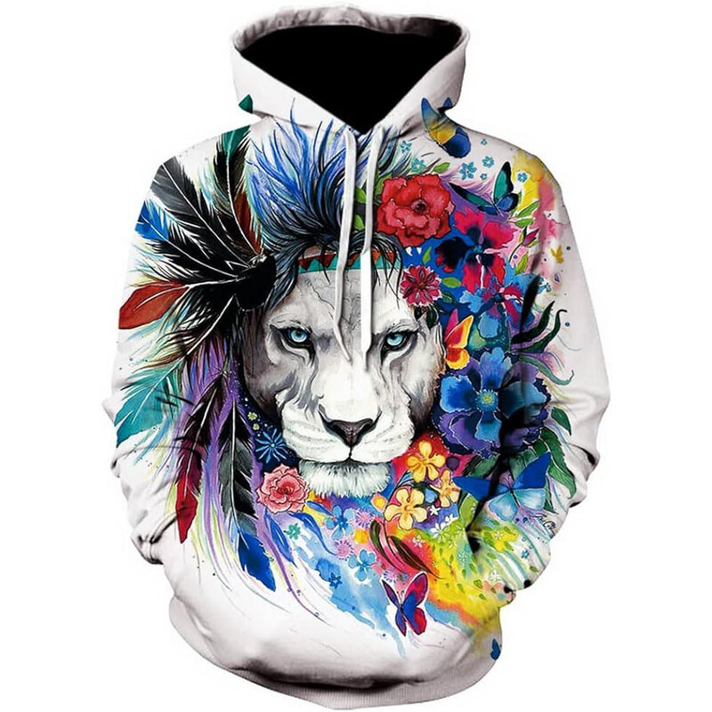 Lion pattern Hoodies Men/Women Sweatshirt 3D Print animal Tracksuit Long Sleeve Hooded Casual Funny Pullovers
