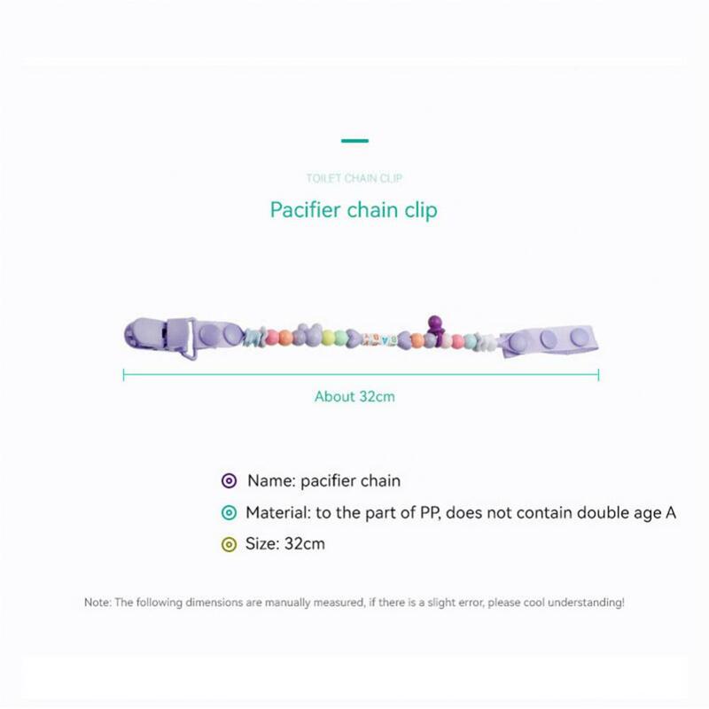 Anti-lost Buckle Beads Pacifier Chain Cute Rainbow Color Pacifier Clip Fine Workmanship Pacifier Chain Adjusted Pacifier Chain
