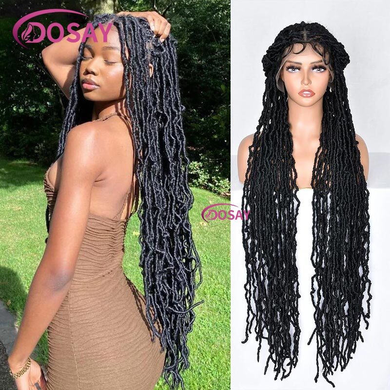 Synthetic Box Braided Wig for Women 40 Inch Senegalese Twist Braids Wig Dreadlock Knotless Braiding with Baby Hair Butterfly