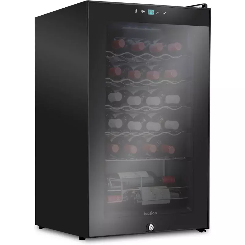 Ivation 24 병 압축기 와인 쿨러 냉장고, 잠금 장치 포함, 대형 독립형 와인 셀러, 레드, 화이트, 샴페인 또는 스파크