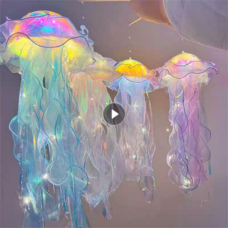 Jellyfish-女の子のためのポータブル花のランプ,ムードライト,寝室の常夜灯,家の装飾,パーティー,1個