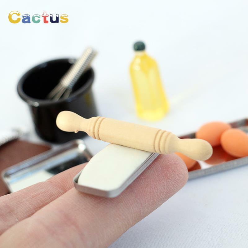 1Set 1/12 Dollhouse Miniature Items Kitchen Utensils Cooking Baking Set Model Rolling Pin Baking Tray DIY Doll House Accessories