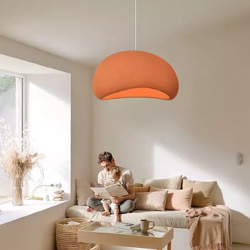 Minimalista Wabi-Sabi LED Lustres, Lâmpada Pendurada, Luz de Suspensão para Viver Cozinha Ilha, Restaurante Decoração