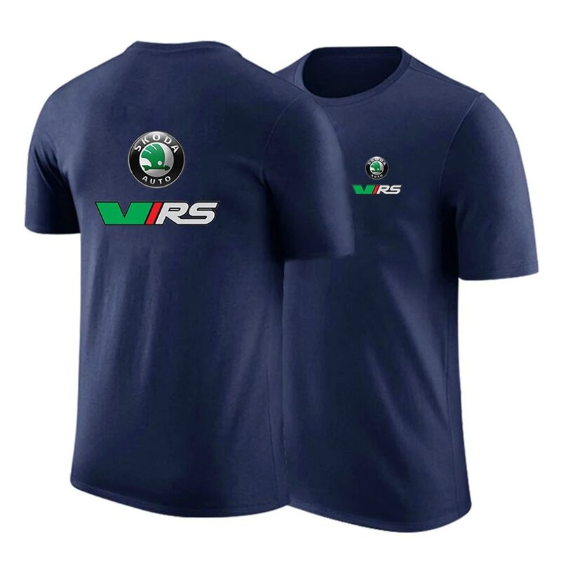 스코다 Rs Vrs 모터스포츠 그래픽 레이싱 남성용, 여름 일반 반팔 티셔츠, 캐주얼 프린팅, 편안한 상의