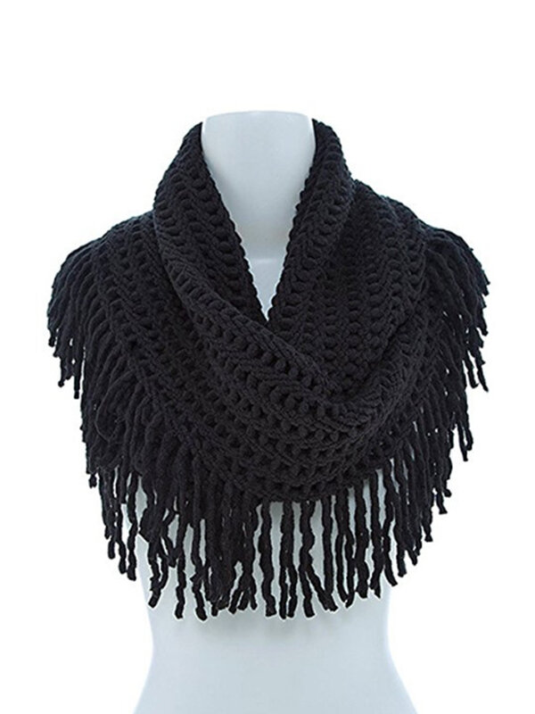 Женский вязаный однотонный шарф Mingjiebihuo, длинный теплый шарф для влюбленных шарф с кисточками