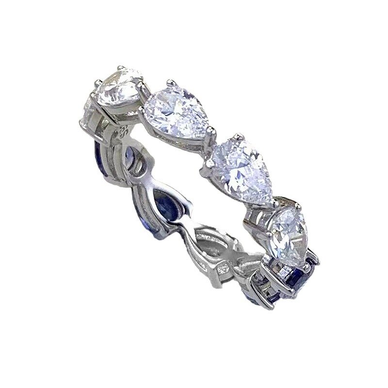 Новинка 2023, однорядное бриллиантовое кольцо S925 в форме проектора капли воды, универсальное женское модное кольцо в Европе и Америке