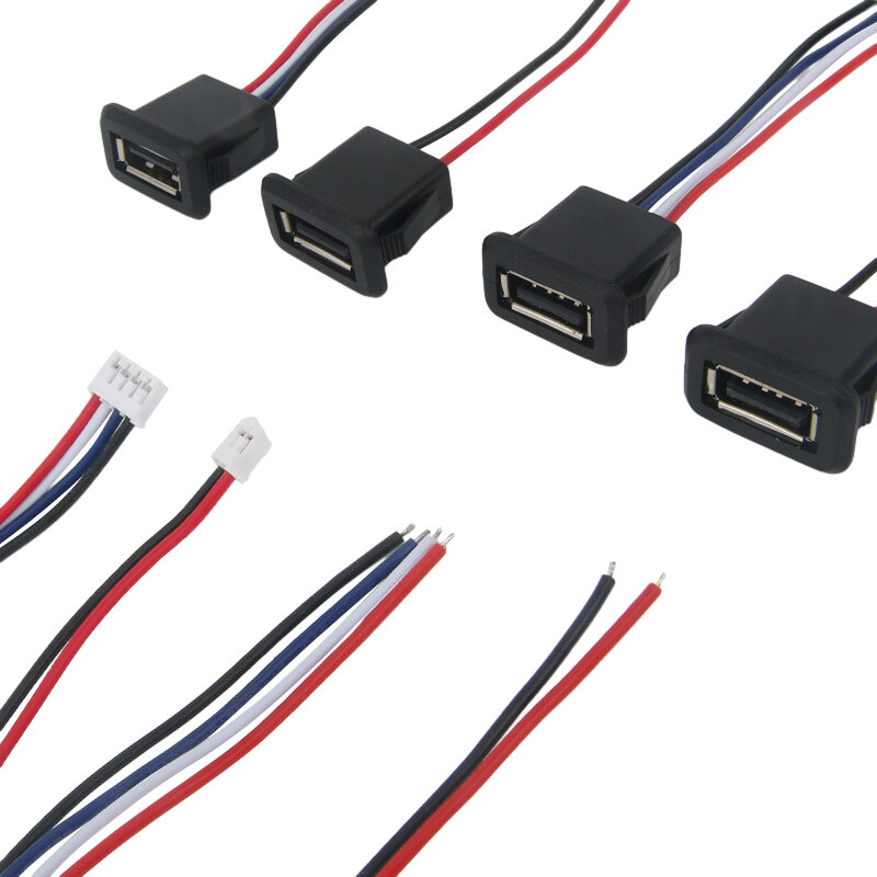1-10pcs 2 Pin 4 Pin USB 2.0 Female Power Jack 2P 4P USB 2.0 Charging Port Connector Data Interface with Cable USB Charger Socket