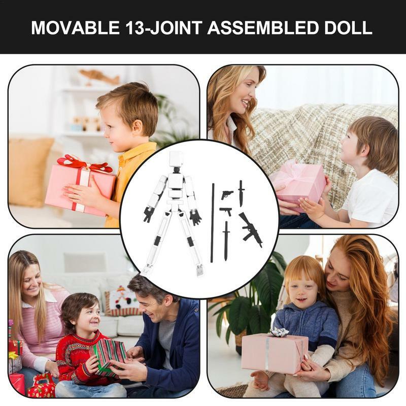 Mainan boneka mesin Mini Multi sambungan, mainan boneka mekanik Multi fungsi dapat digerakkan cetakan figur mekanis kustom gaya mekanis, mainan keberuntungan pereda stres
