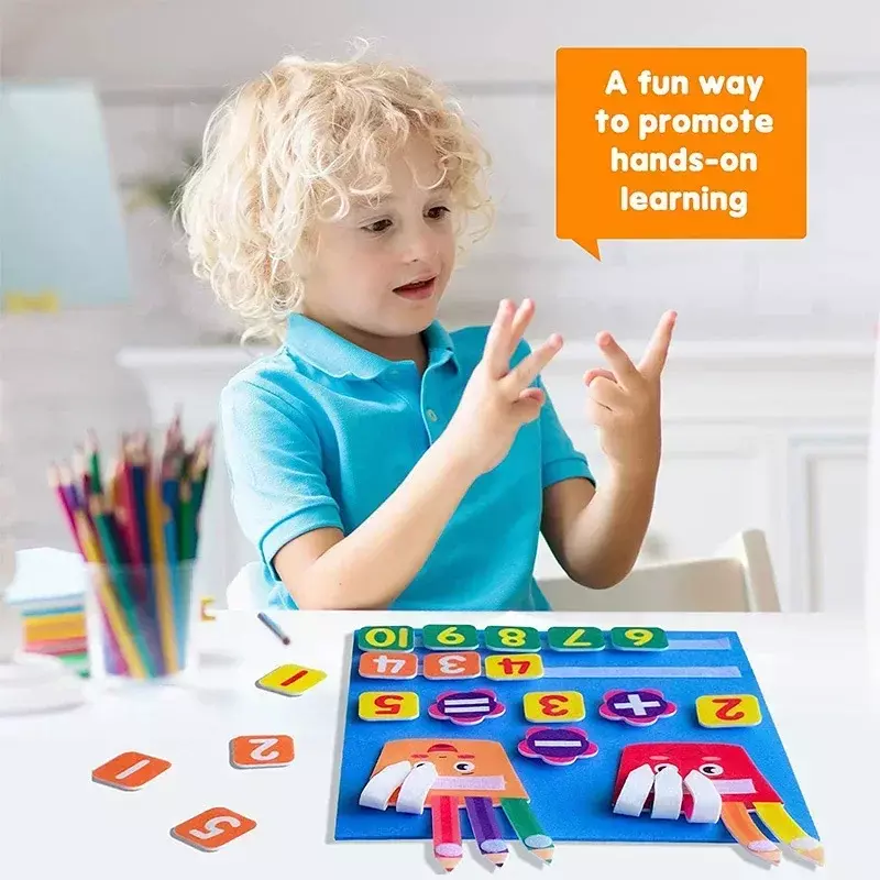 Jouets Montessori pour enfants, nombres de doigts en feutre, jouet mathématique, apprentissage précoce du comptage pour les tout-petits, développement de l'intelligence