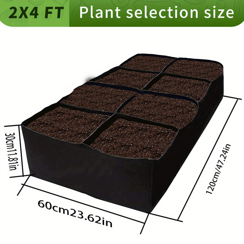 1 Pack, Garden Bed, 128 Gallon 8 Grids Plant Grow Bags, 3x6FT Breathable Planter Raised Beds For Growing Vegetables Potatoes Flo