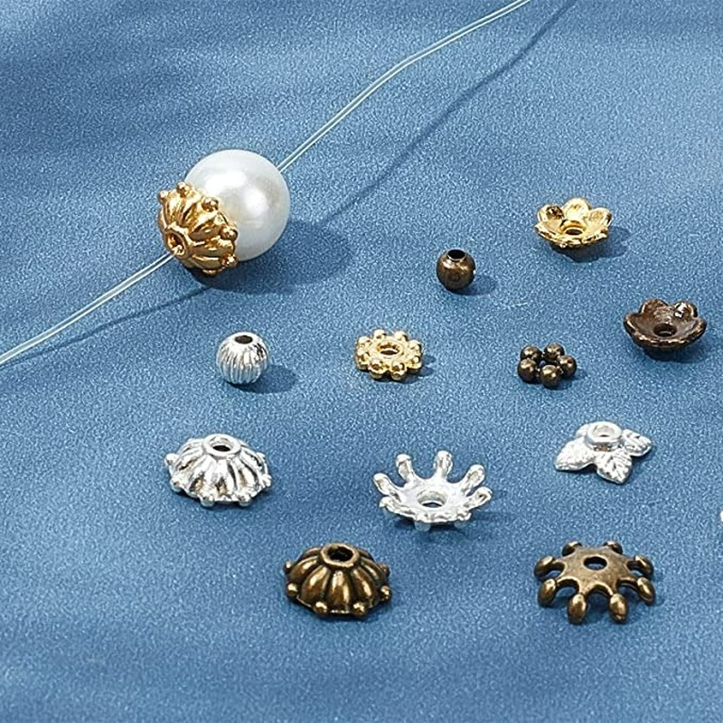 NBEADS Round Alloy Bead Caps, estilo tibetano, sem cádmio, sem níquel, sem chumbo para espaçador, pulseiras de jóias DIY, 50-200pcs
