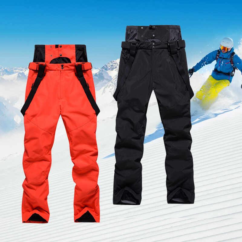 Pantalones de esquí gruesos y cálidos para hombre, Pantalón con tirantes impermeables a prueba de viento, pantalones de Snowboard para nieve, talla grande, alta calidad, Invierno