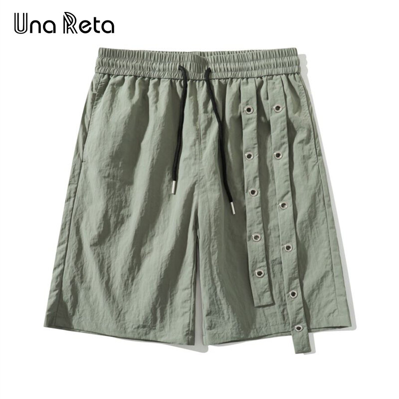 UNA RETA กางเกงขาสั้นสำหรับผู้ชาย, กางเกงขาสั้นทรงหลวมไซส์ใหญ่พิเศษกางเกงขาสั้นพับขาฮิปฮอปสตรีทแวร์2024