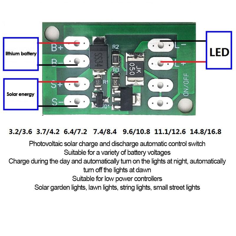 Saklar pengontrol tenaga surya otomatis, saklar kontrol cahaya baterai Li-ion modul kontrol pengisi daya panel surya papan sirkuit
