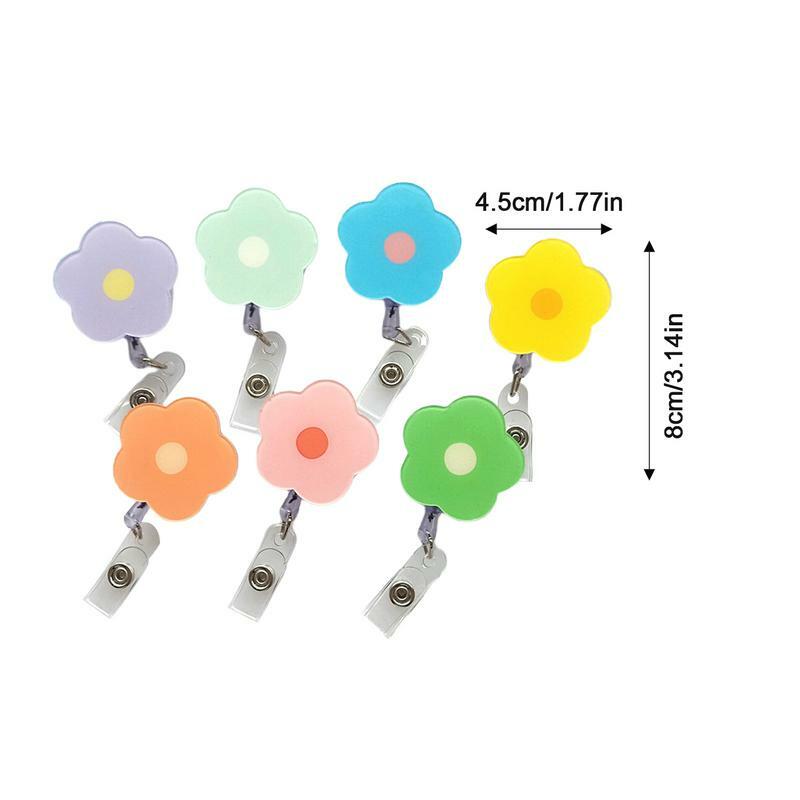 Cute Badge Holder Clip ID Badge Holders Retractable With Flower Shaped 7 Pcs Badge Clip Card Holders Badge Holder Retractable