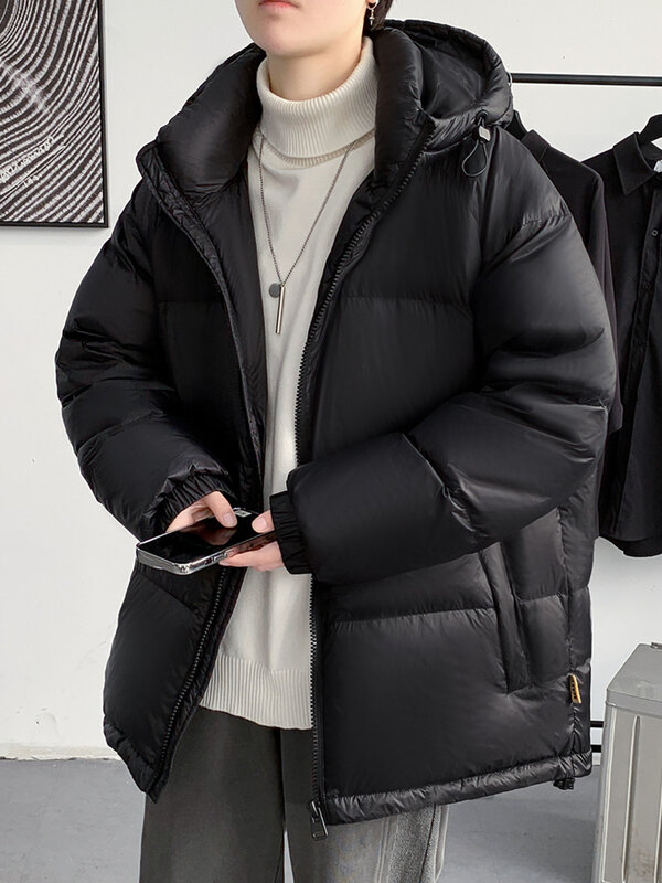 Новинка 2023, Зимний пуховик для мужчин, корейская мода, 90% белый утиный пух, теплые куртки с капюшоном, ветрогенератор, теплое пуховое пальто