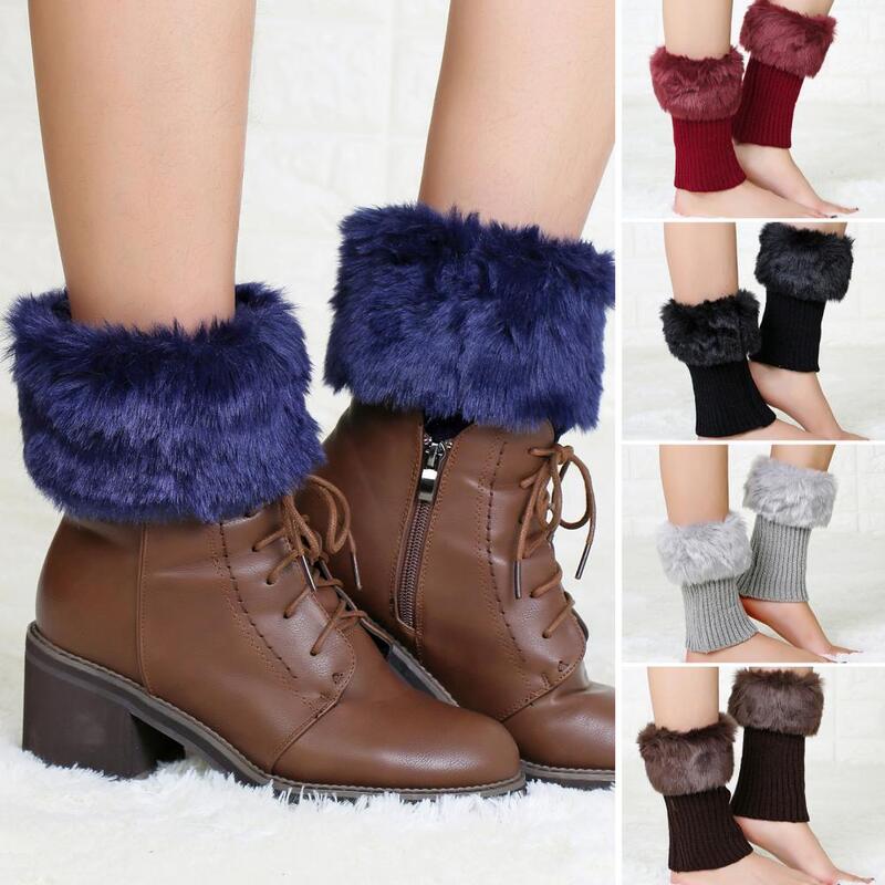 1 Pair Leg Warmers Washable Keeping Warmth Solid Color Leg Sleeves Lady Women Plush Autumn Winter Warm Leg Cover Everyday Life