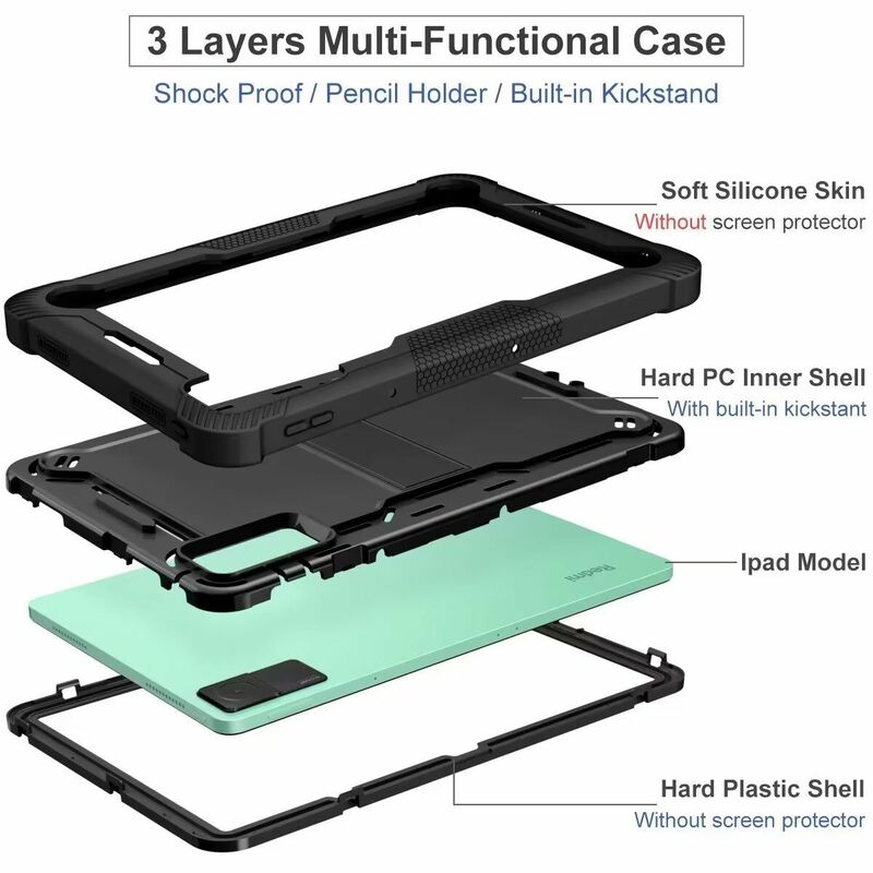 For Xiaomi Redmi Pad SE 11 10.61 Mi Pad 6 11"  PC Tablet Stand Cover Kids Shockproof Case For Redmi Pad 10.6 With Holder Shell