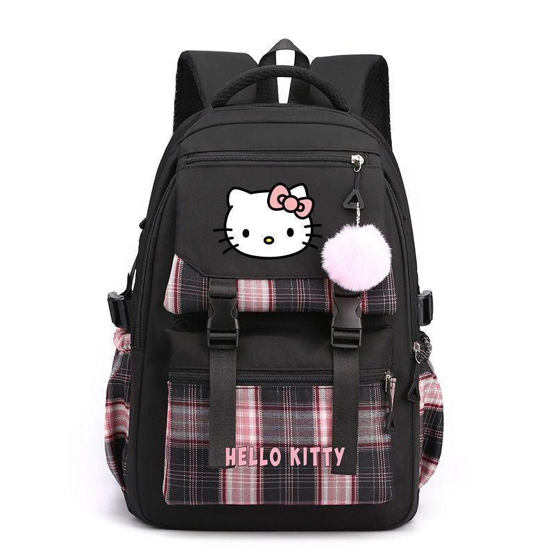 Hello Kitty กระเป๋าเป้สะพายหลังสำหรับเด็กผู้หญิง, กระเป๋านักเรียนโรงเรียนมัธยมต้นญี่ปุ่นน่ารักทันสมัยความจุขนาดใหญ่โรงเรียน
