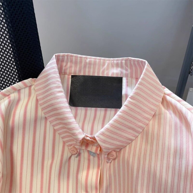Xej kawaii hemd für frauen 2024 hemden frau sommer rosa gestreiftes hemd elegante schicke frau koreanische mode übergroßes hemd