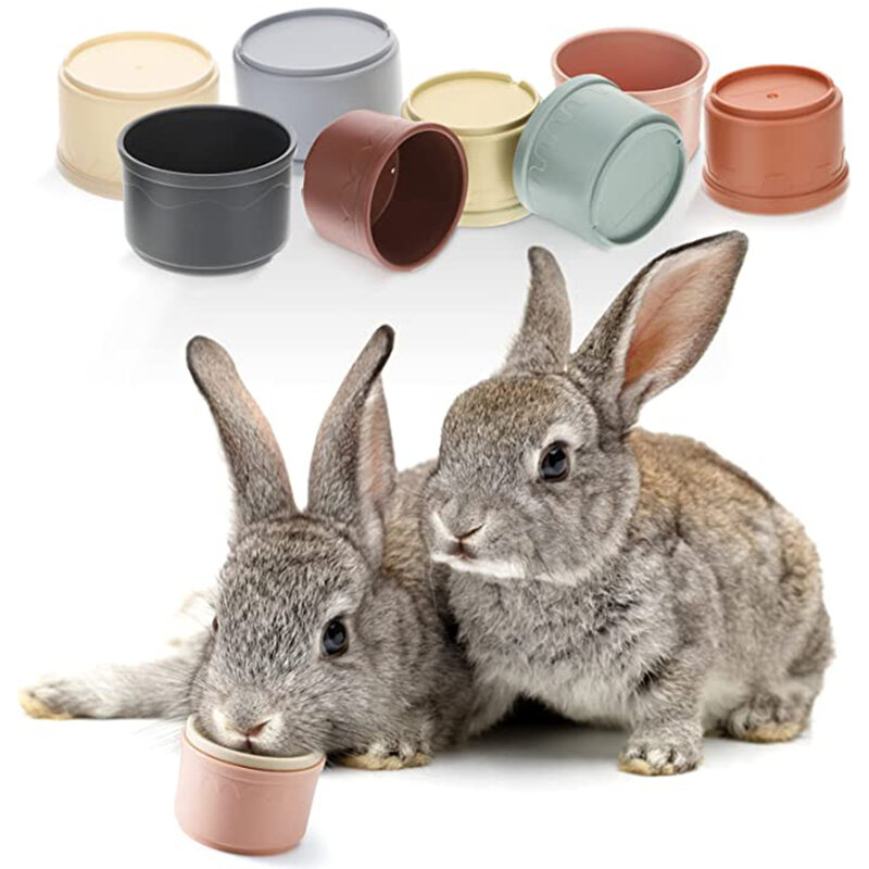 Tazze impilabili giocattolo per conigli giocattoli Puzzle di piccoli animali riutilizzabili multicolori per nascondere il cibo che gioca a piccoli animali giocattoli per animali domestici