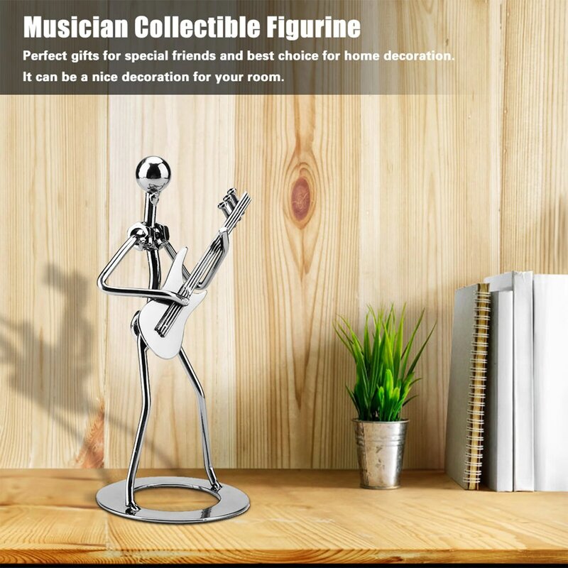 Muzyk gracz figurka kolekcjonerska ozdoby prezent metalowe żelazne gitary figurki na blat dekoracji