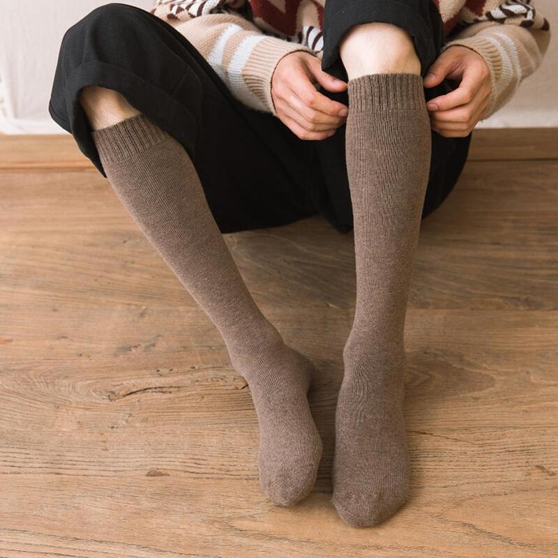 1pair Men's Knee Cotton Long Socks Winter Thick Warm Compression High Tube Plus Male Velvet Harajuku Unisex Sock Stockings H0J1