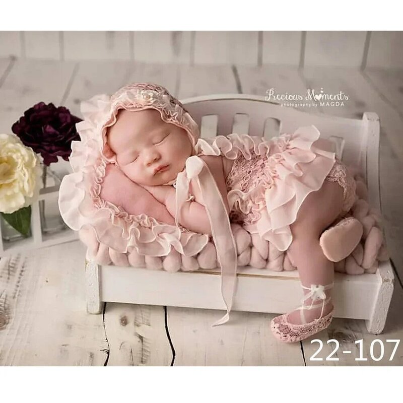 Newborn Photography Props para Baby Girl, Hat and Headband, Lace Romper, Bodysuits, Outfit, Dress Costume, Photography Clothing