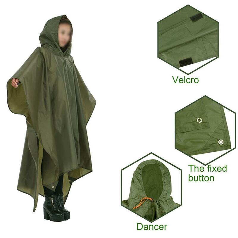 Cappotti antipioggia copri zaino arrampicata campeggio abbigliamento antipioggia giacca Poncho elaborata tenda da sole impermeabile tappetino da esterno verde militare