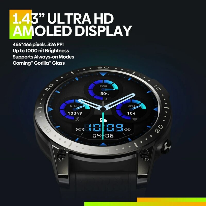 Aliexpress-Kollektion neue Zebraze-Ares 3 pro Ultra-HD-Display-Sprach anruf-Smartwatch 100 + Sport modi 24h Gesundheit