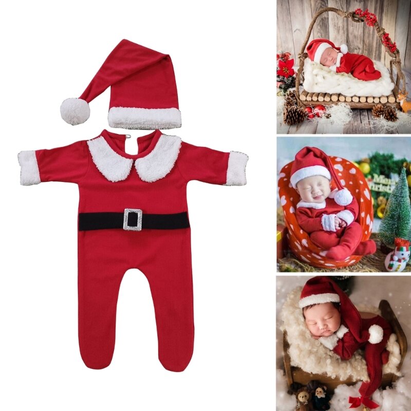 Реквизит для фотосессии новорожденных, шляпа Санта-Клауса, комбинезон на ногах, наряд для позирования, подарок для душа