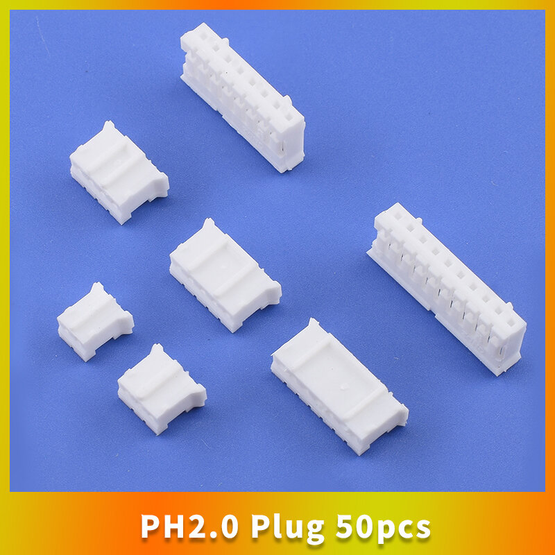 50 buah PH2.0mm konektor soket Pin Header lurus Pin 2P-12P