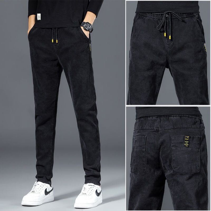 Spring Autumn New Jeans Trendy Loose Korean Edition Elastic Waist Tie l Harun Pants Men's Pants Casual  Versatile Men Clothing