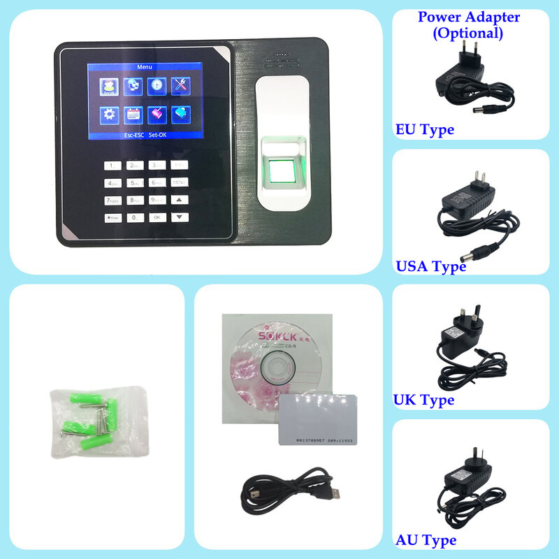 WiFi 4000 mAh Bateria Biométrica Fingerprint Time Clock Recorder Presença Empregado Dedo Eletrônico e Cartão Tempo Presença