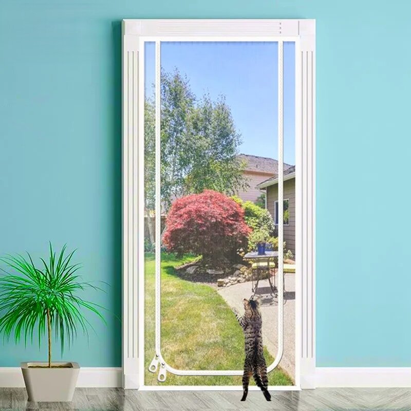 Wzmocniony suwakiem ekran drzwi z włókna szklanego kota do góry i lewy otwierana zasłona chroniąca przed moskitiera do salonu