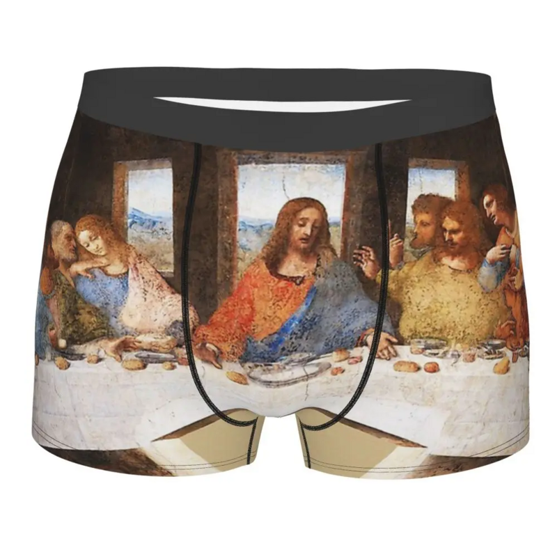 Celana dalam Yesus Kristus malam terakhir oleh Leonardo Da Vinci celana dalam katun celana dalam pria ventilasi celana pendek celana Boxer