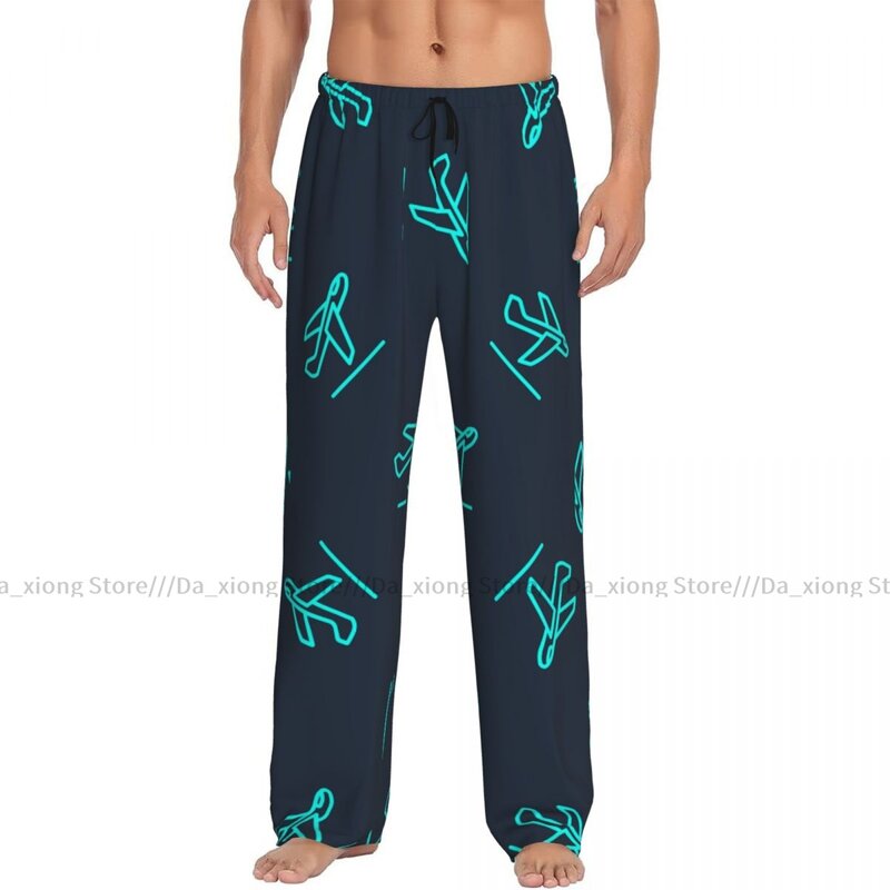Men's Casual Pajama Sleeping Pants Plane Airplane Lounge Loose Trousers Comfortable Nightwear