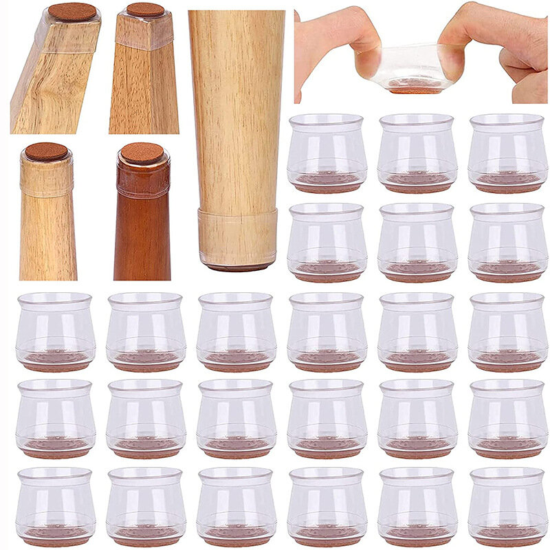 8pcs Silicone non slip table chair leg caps protective cover socks for chairs feet cups furniture foot pads felt floor protector