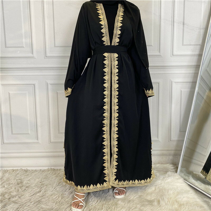 Mode Borduurwerk Open Abaya Dubai Kalkoen Kaftan Moslim Vest Abaya Jurken Voor Vrouwen Casual Gewaad Femme Kaftan Islam Kleding