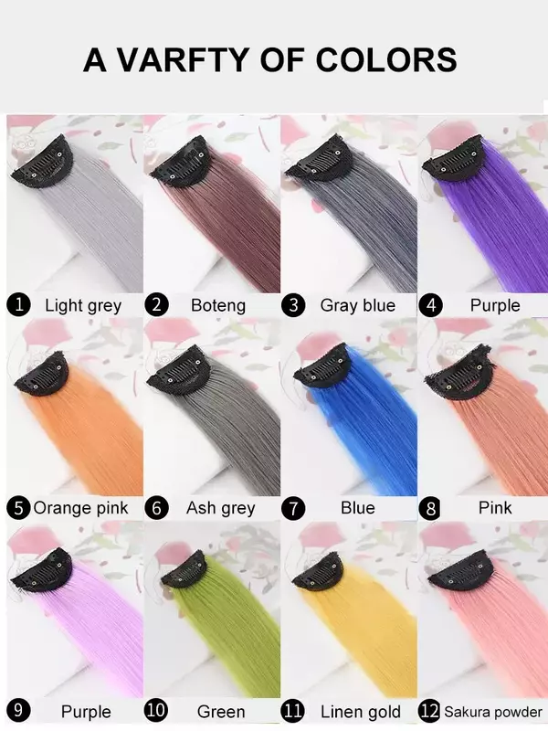 12 Stks/set Synthetische Hair Extensions, Multi-Color Party Highlight Clip Style Synthetische Hair Extensions Voor Vrouwen