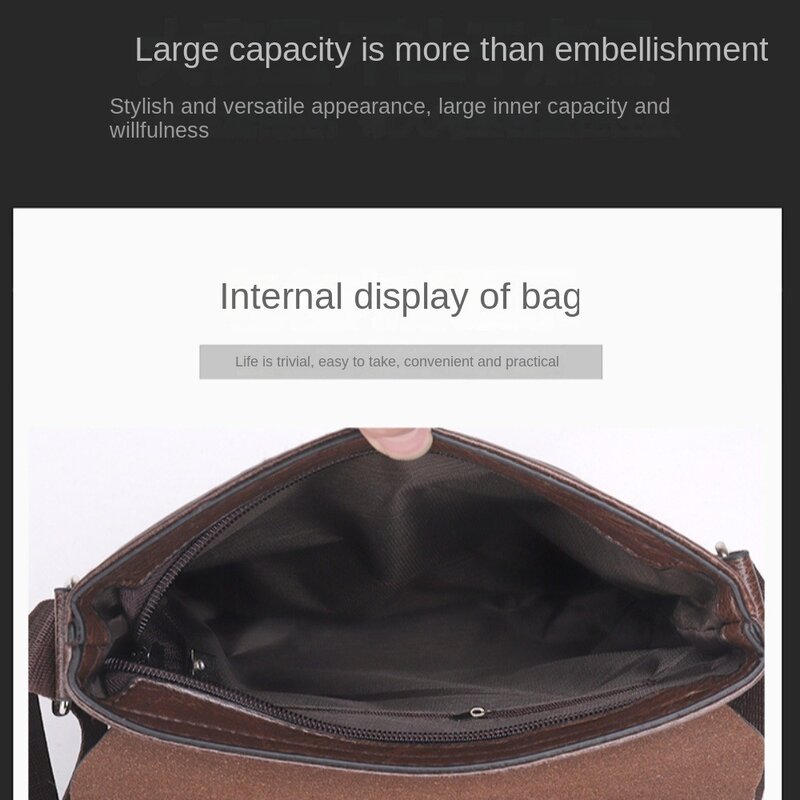 Повседневная мужская сумка-мессенджер 2024, вместительные винтажные Наплечные Сумки из искусственной кожи, мужская сумка, деловой портфель, сумка через плечо
