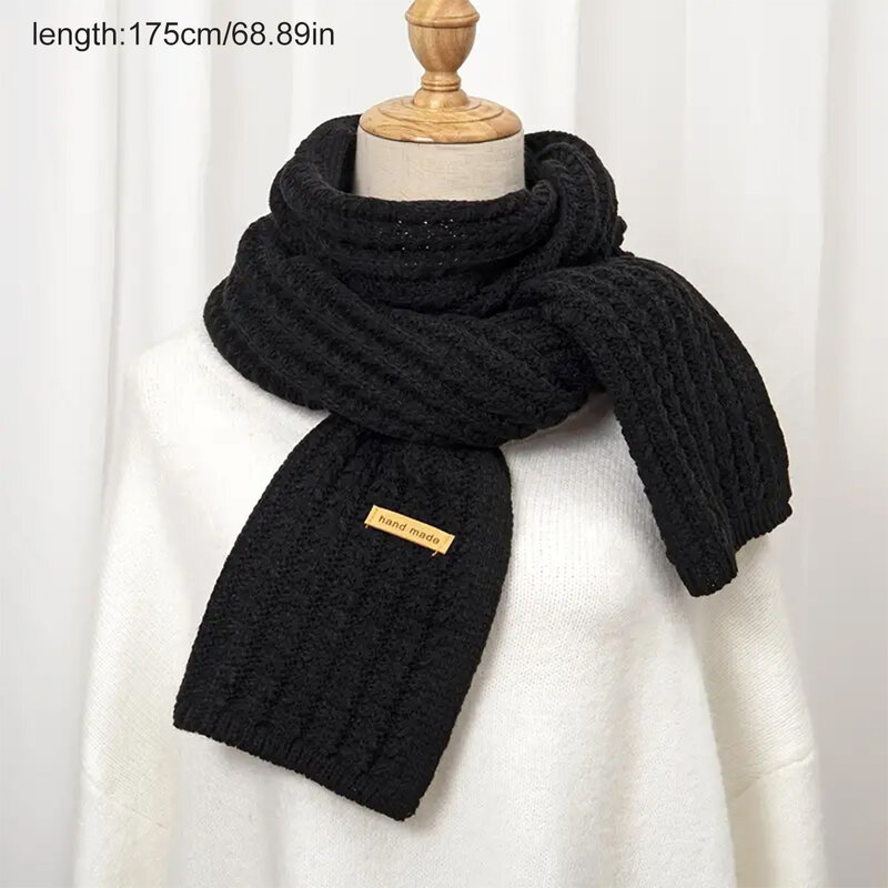 Moda donna uomo inverno caldo sciarpa lavorata a maglia tinta unita fazzoletto da collo addensato all'aperto Vintage avvolge sciarpe lunghe copricollo