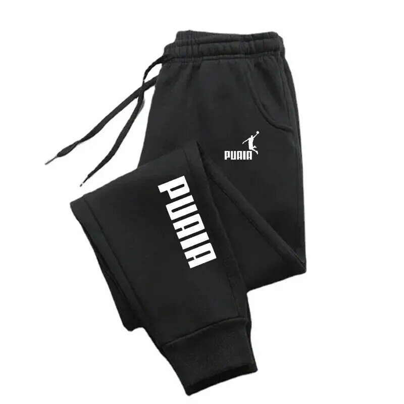 PUAIA-Pantalones deportivos con estampado para hombre, ropa holgada de Color liso para correr, otoño e invierno, novedad