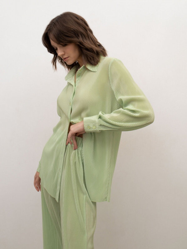 Marthaqiqi Green Ladies Nightwear Set Long Sleeve Sleepwear Turn-Down Collar Nightgowns Pants Casual Female Pajamas 2 Piece Suit
