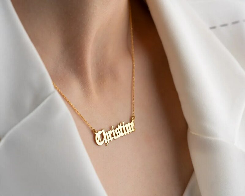 Collar con nombre Personalizado para mujer, colgante con letras cursivas, joyería de acero inoxidable, gargantilla de cadena, Collar Personalizado