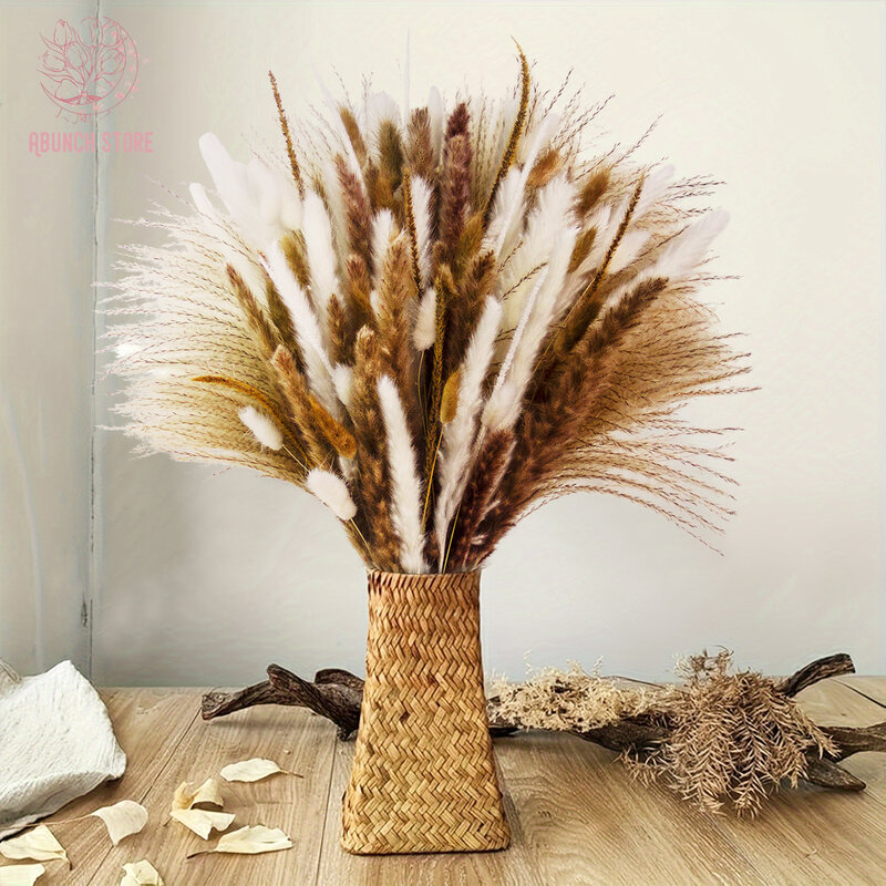 Ramo de flores de Pampas secas naturales, florero de boda esponjoso, cola de conejo, hierba Kirin, decoración de adorno de Mesa para el hogar