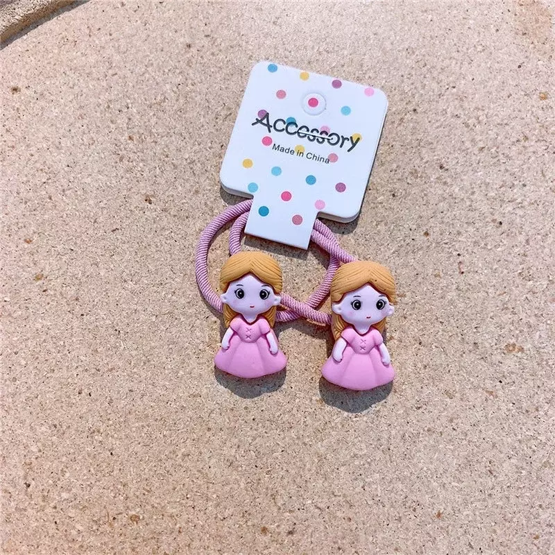 1 Paar Nieuwe Koreaanse Mode Kinderen Paardenstaart Haar Accessoires Sweet Girl Leuke Cartoon Prinses Dier Rubber Band Haar Touw