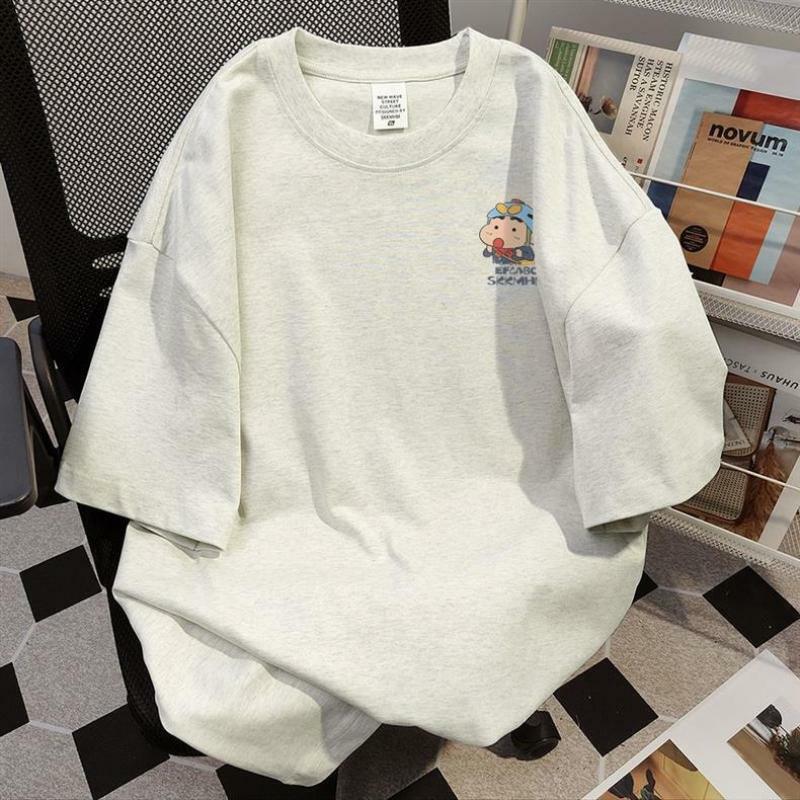 Camiseta de Shin-Chan de crayón lindo Kawaii, Algodón puro, manga corta informal, estilo de pareja, regalos de cumpleaños, regalos de novia, verano, nuevo
